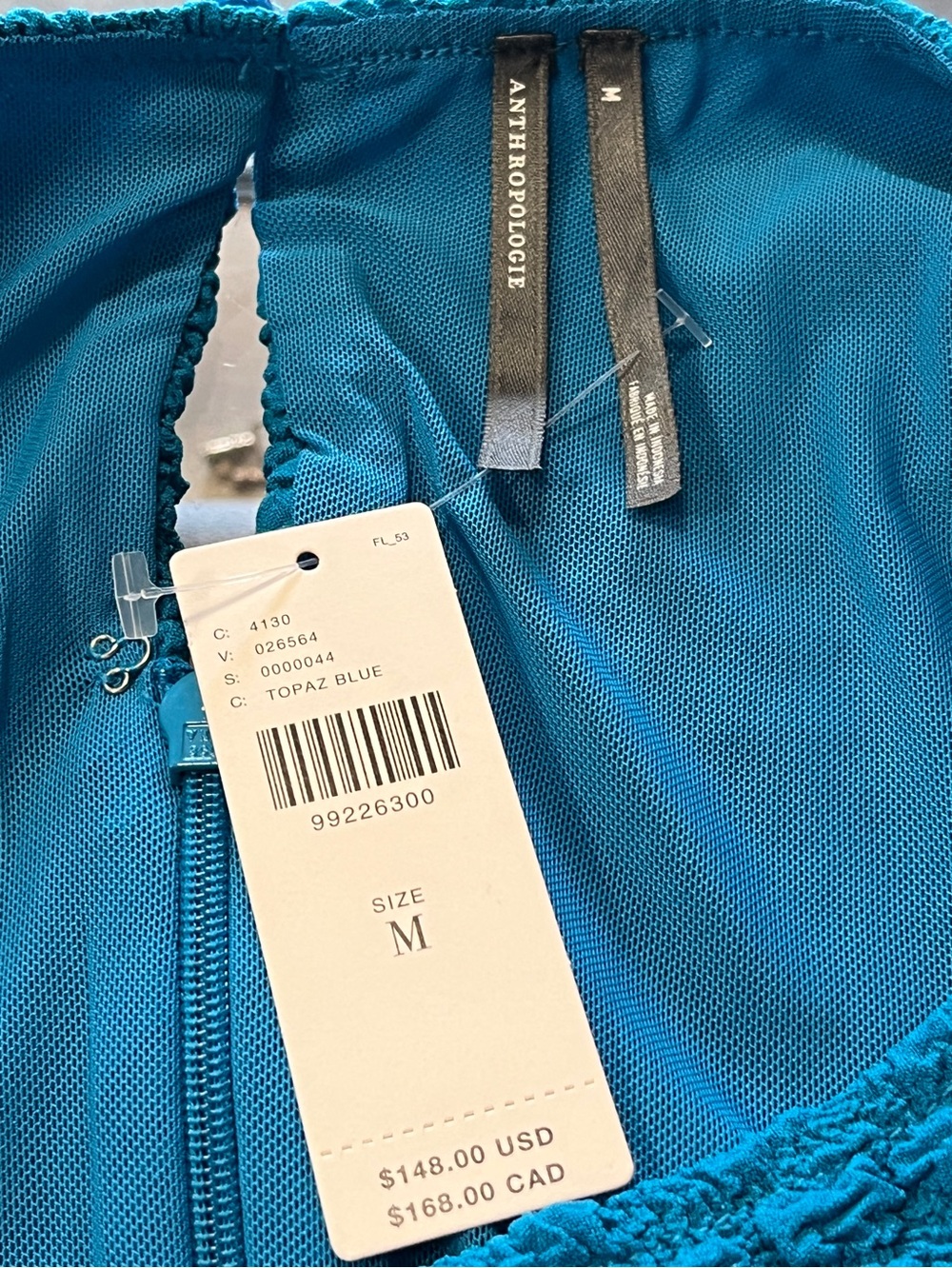 NWT Anthropology Textured Sleeveless Mini Dress in Teal - Picture 8 of 8